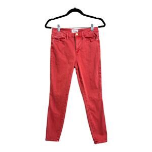 FRAME Women’s Le High Skinny Crop Coral Red Denim Jeans Size 27